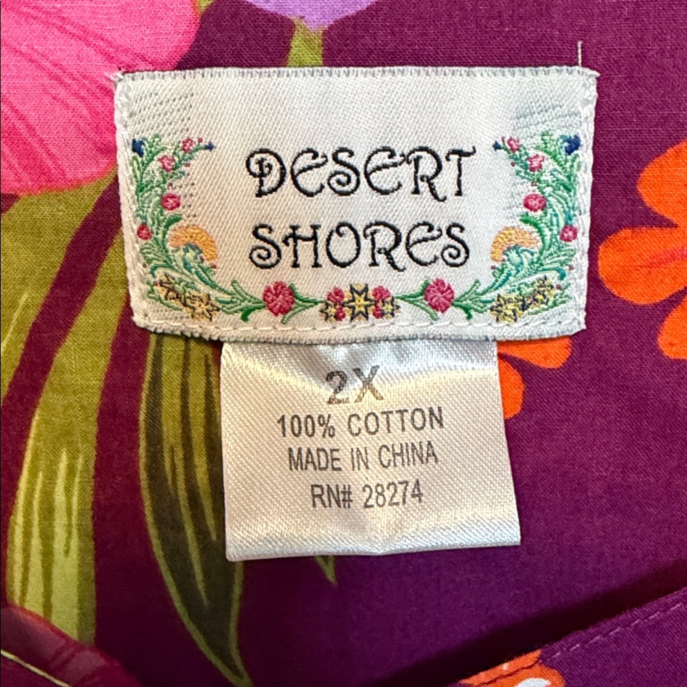 Plus Size 2X Tropical Floral Dress | Desert Shores Pink Hawaiian Resort Dress - Picture 2 of 7
